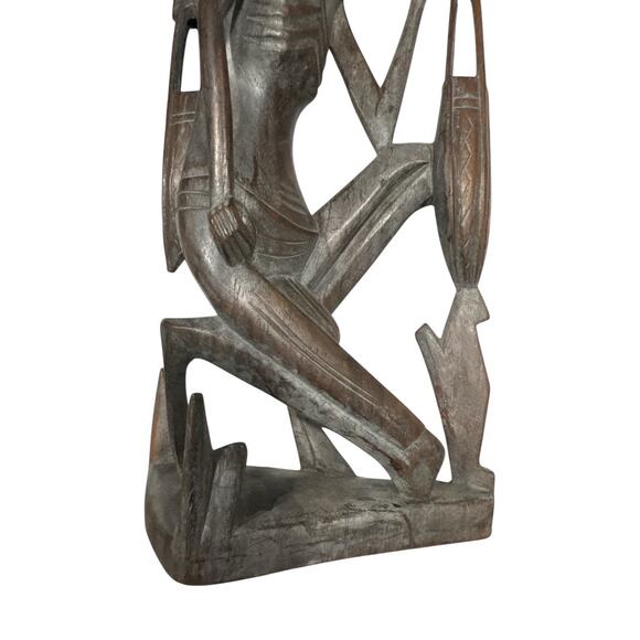 Vintage Hand Carved Solid Wood Smiling Old Man Vendor - Picture 6 of 10